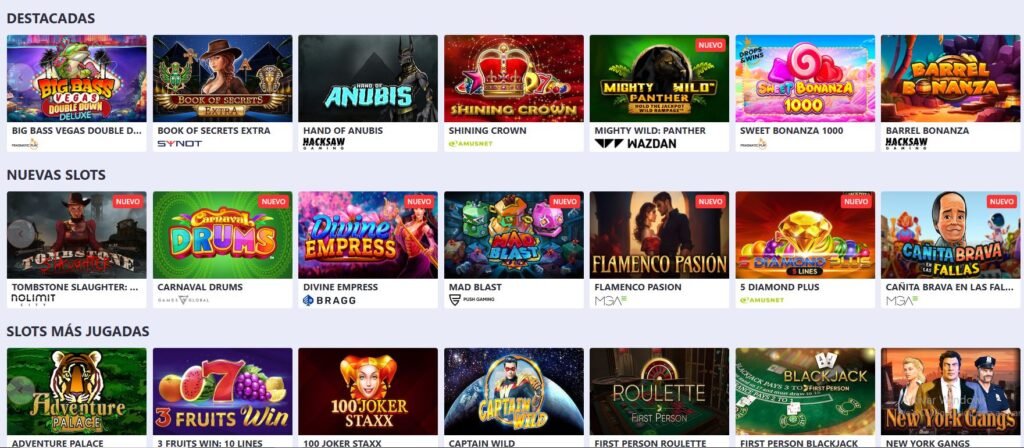 Juegos disponibles en SolCasino
